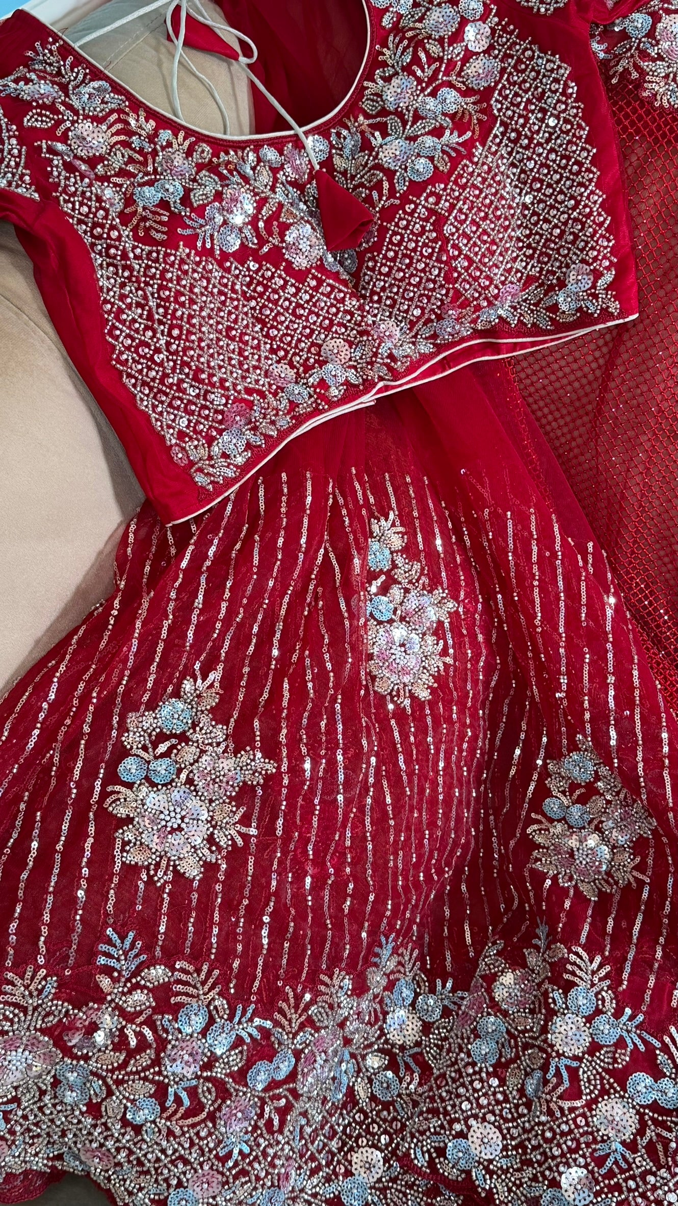 Net saree with heavy embroidered blouse and border