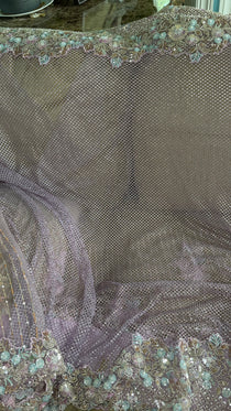 Net saree with heavy embroidered blouse and border