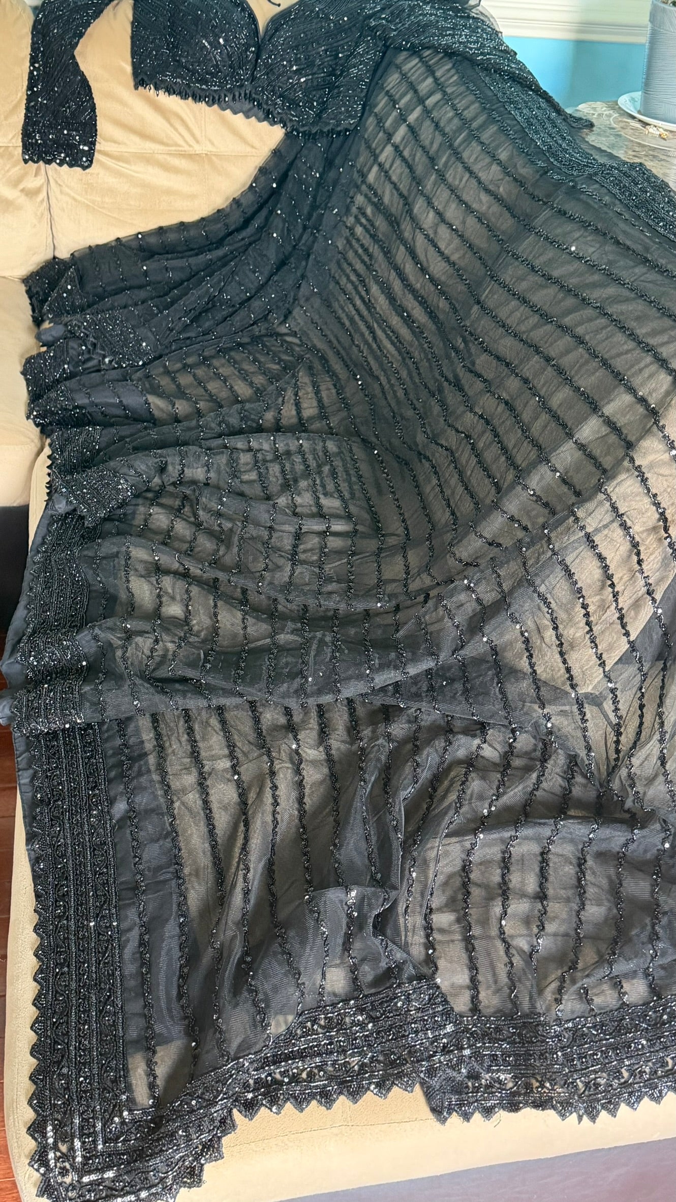 Black Net saree