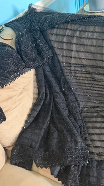 Black Net saree