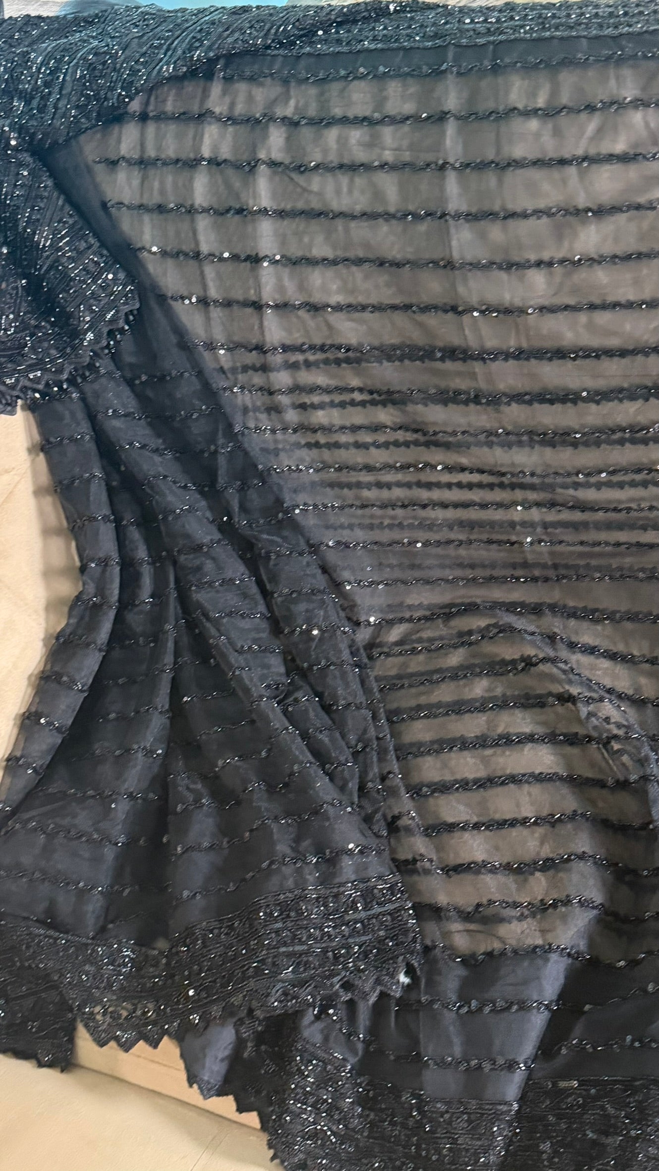 Black Net saree