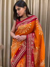 Bandhini on silk with kacha gota work