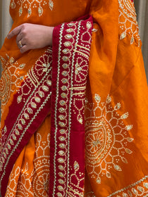 Bandhini on silk with kacha gota work