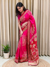 Bandhini on silk with kacha gota work