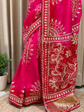 Bandhini on silk with kacha gota work