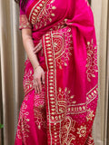 Bandhini on silk with kacha gota work
