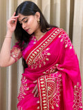Bandhini on silk with kacha gota work