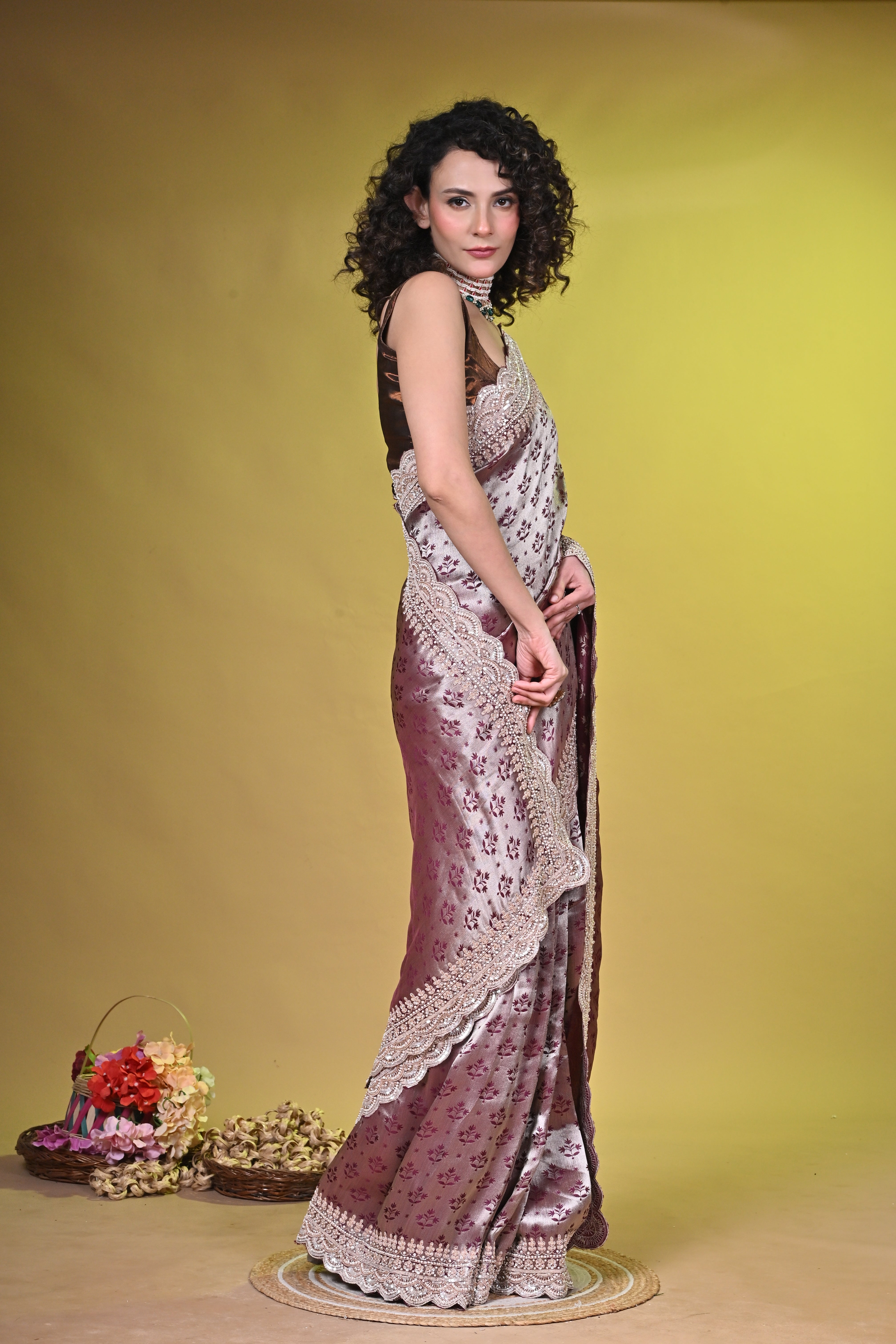 Kanjeevaram Tissue With Hand embroidered Border
