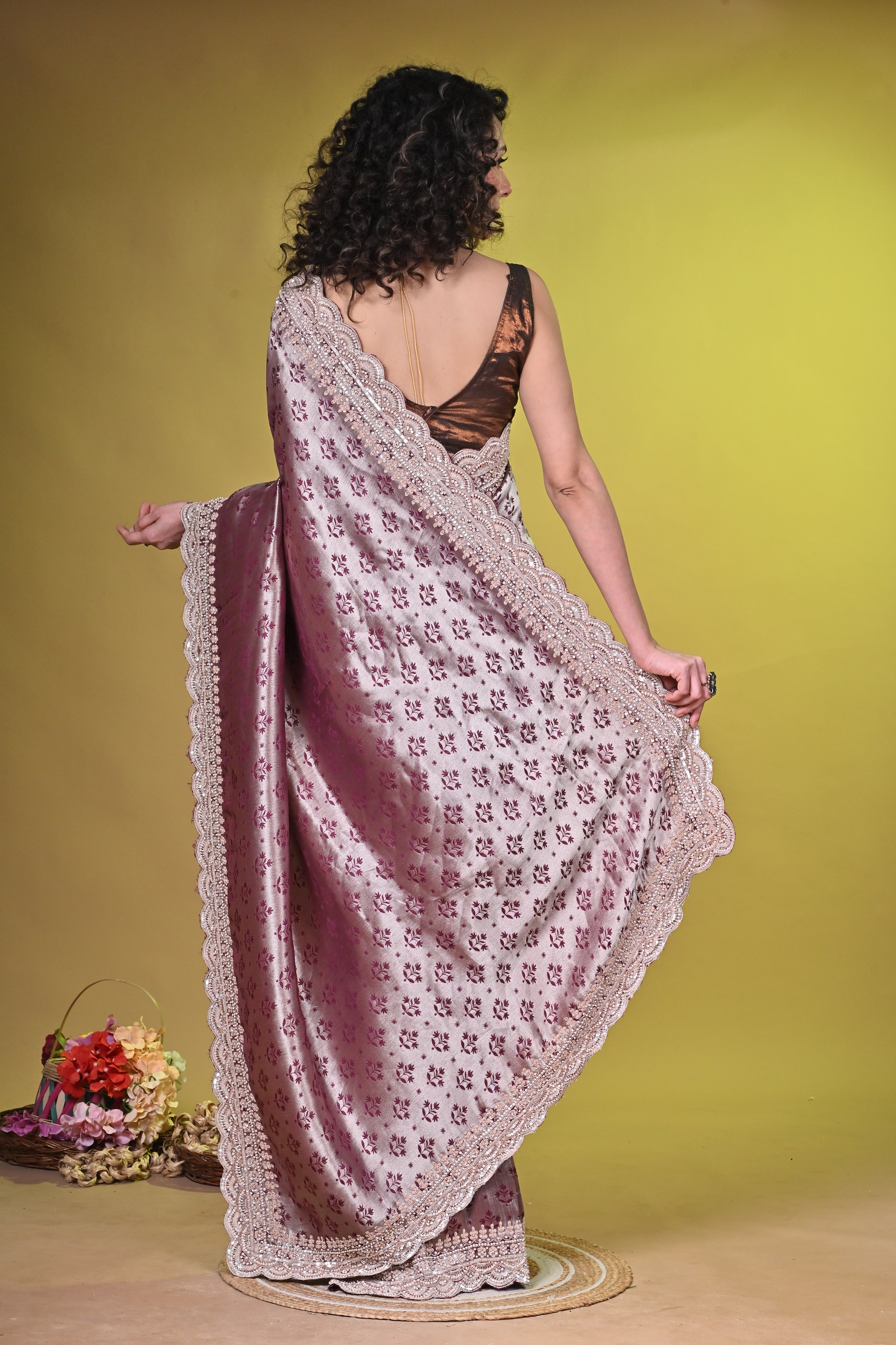 Kanjeevaram Tissue With Hand embroidered Border