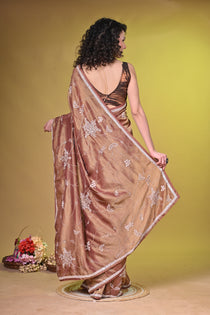 Gold silk Jaal  Tissue saree