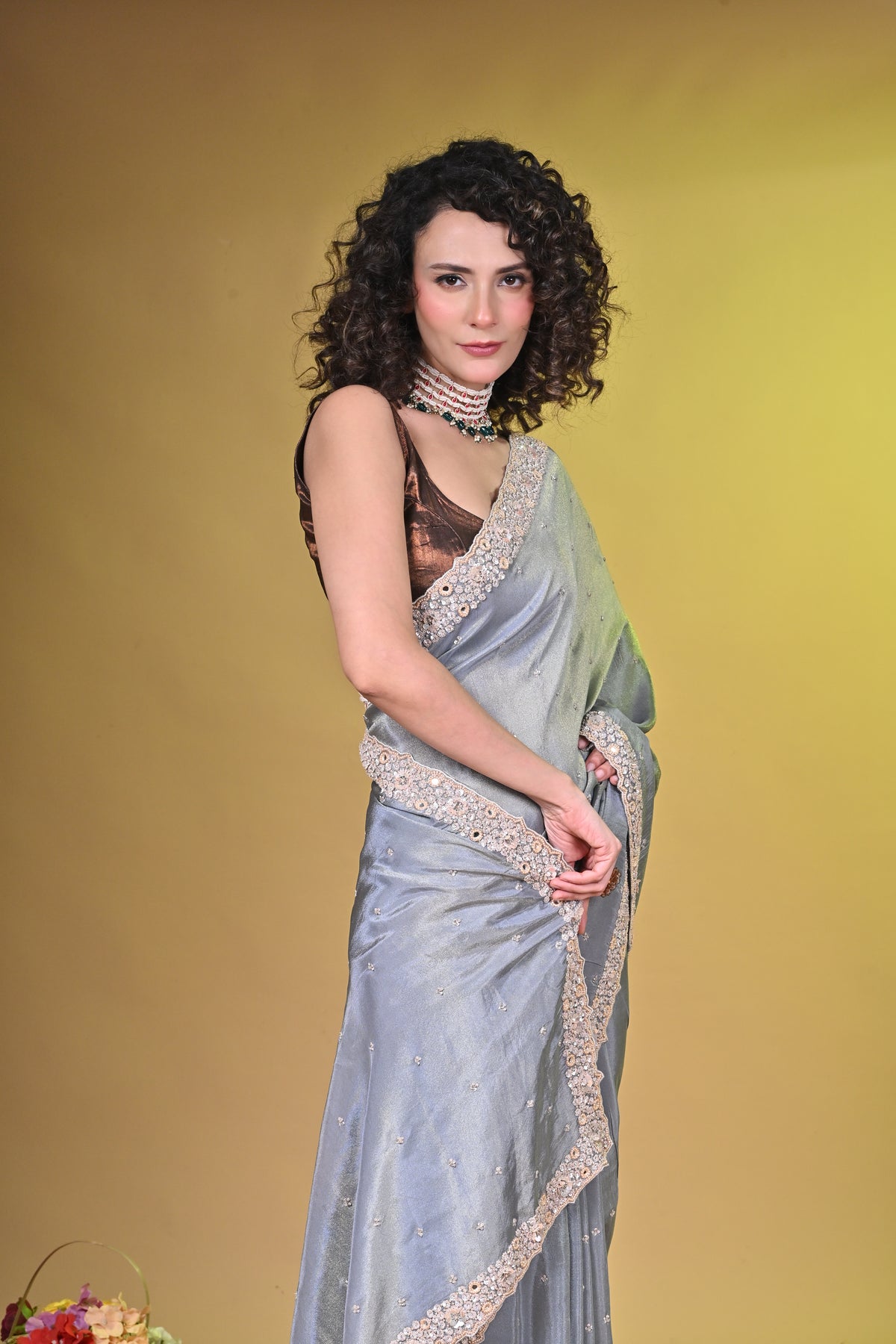 Silver Tissue saree