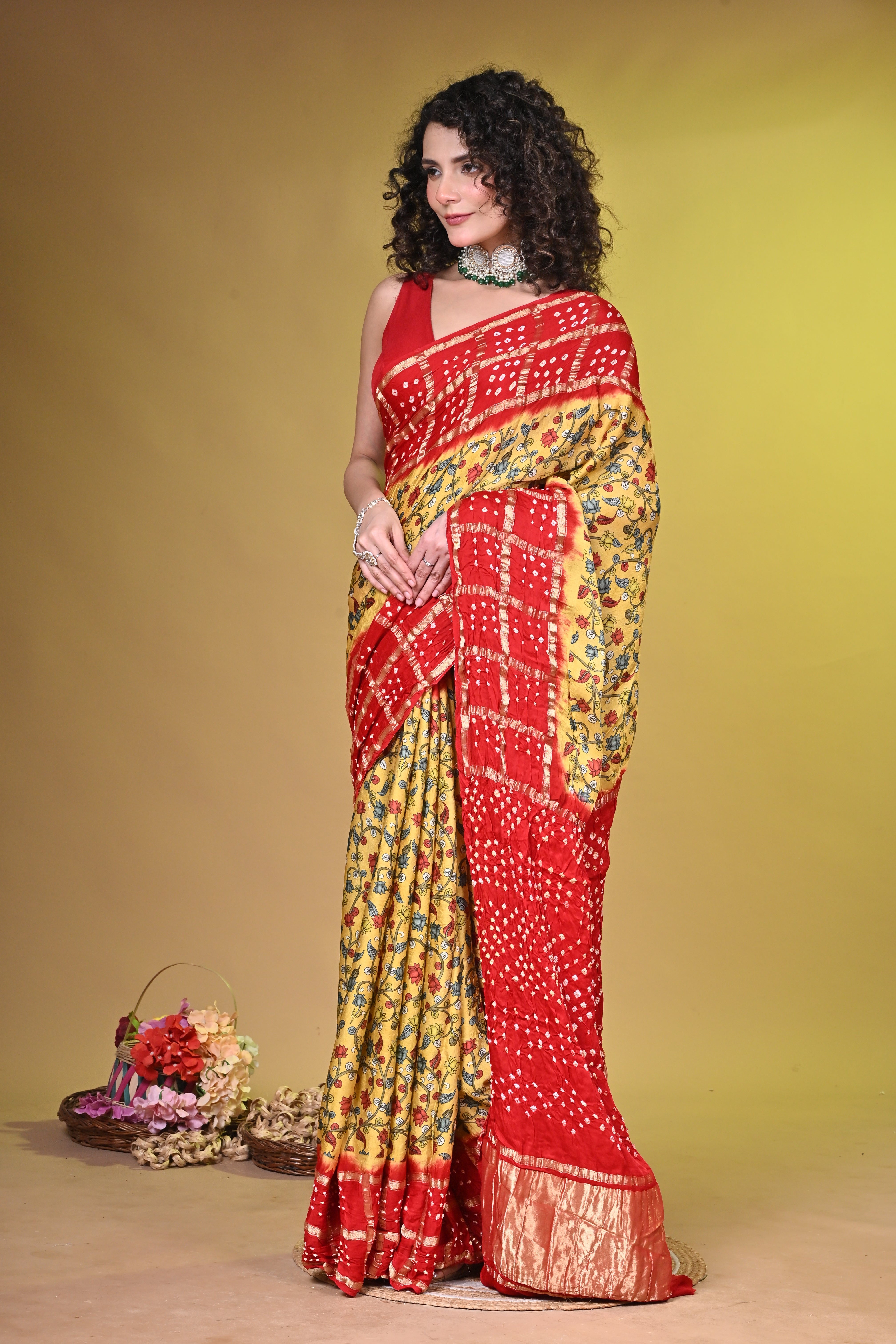 Bandhini with Kalamkari