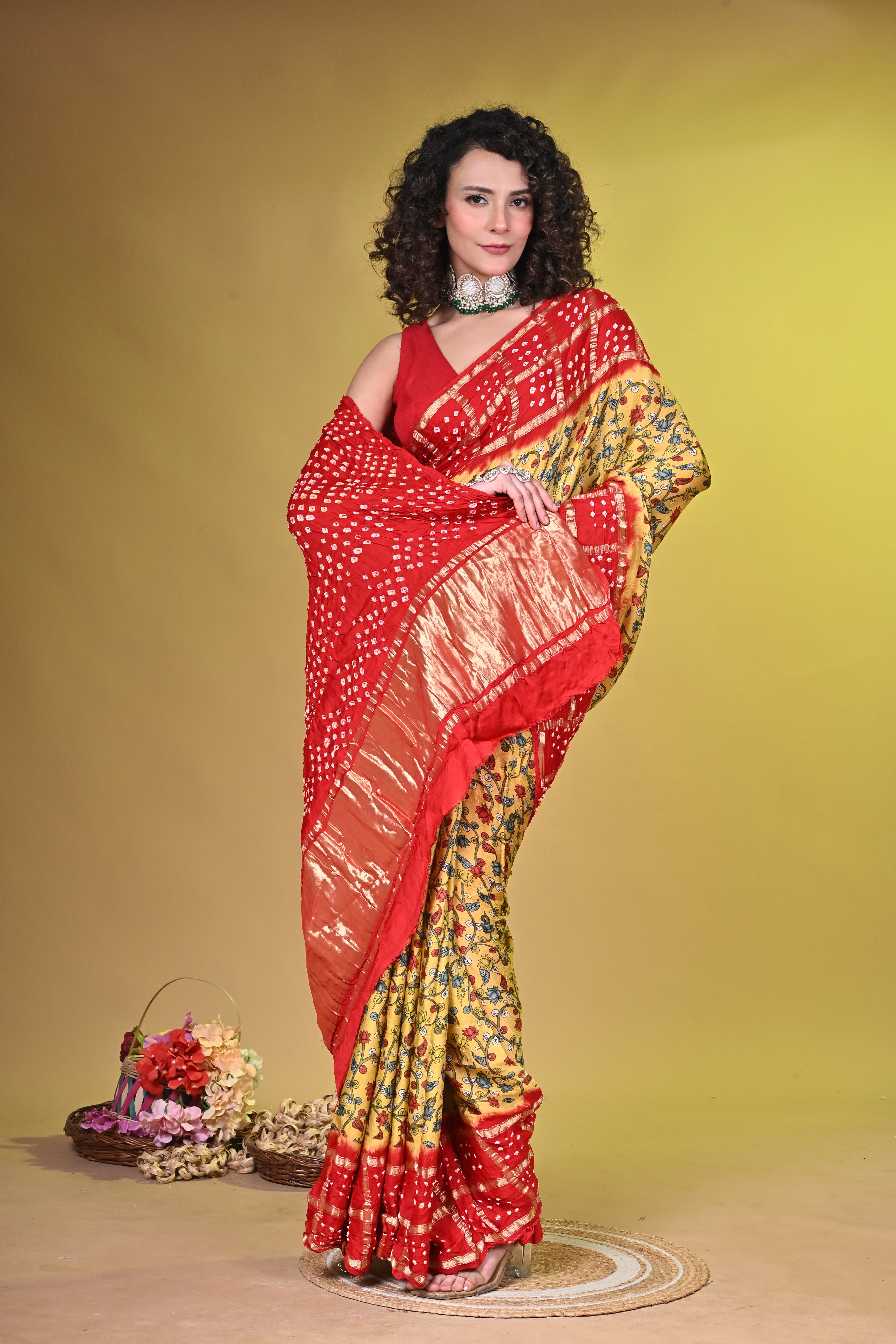 Bandhini with Kalamkari
