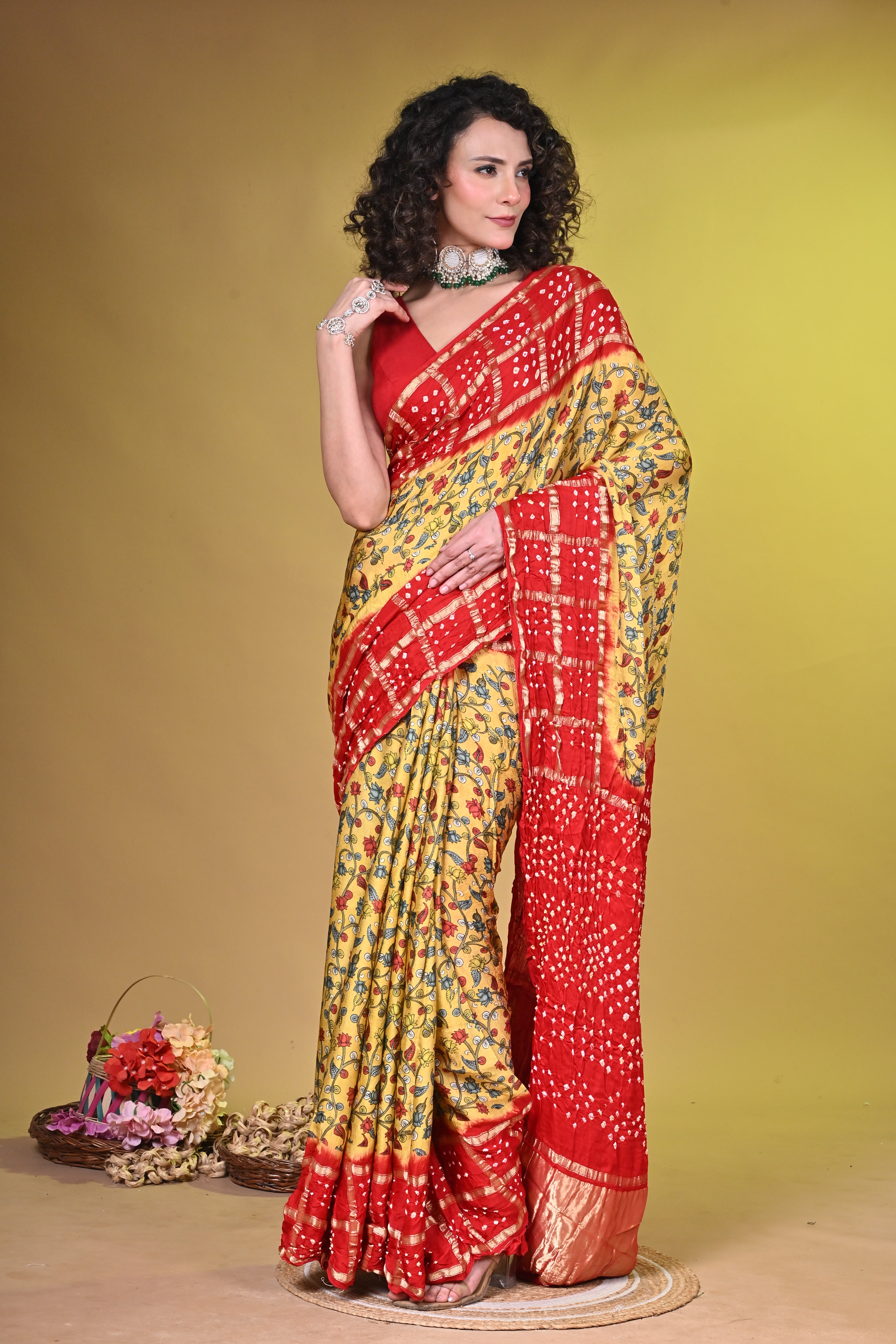 Bandhini with Kalamkari