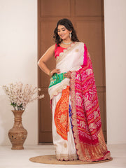 Hand embroidered Gajji Silk saree