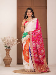 Hand embroidered Gajji Silk saree
