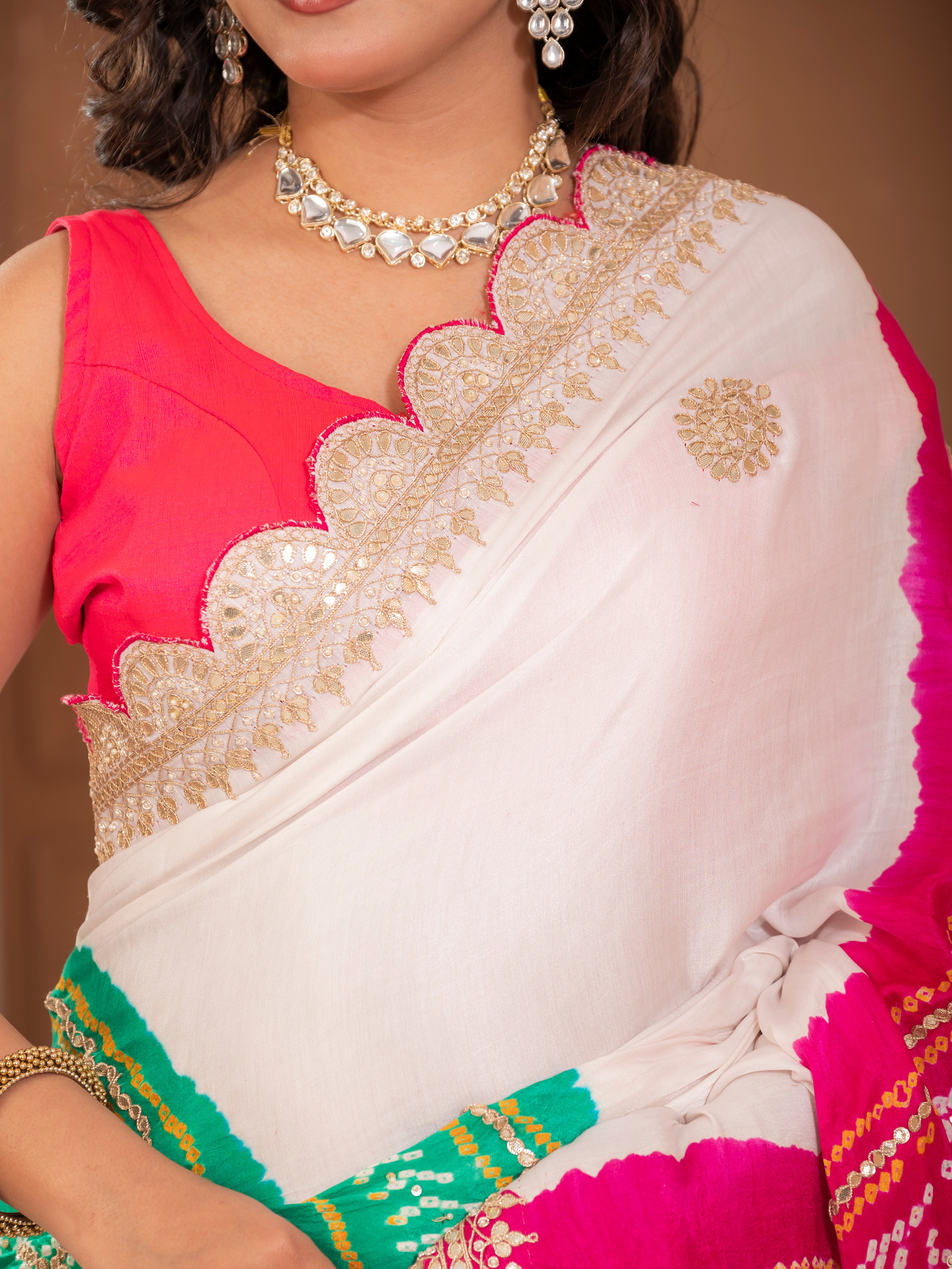 Hand embroidered Gajji Silk saree