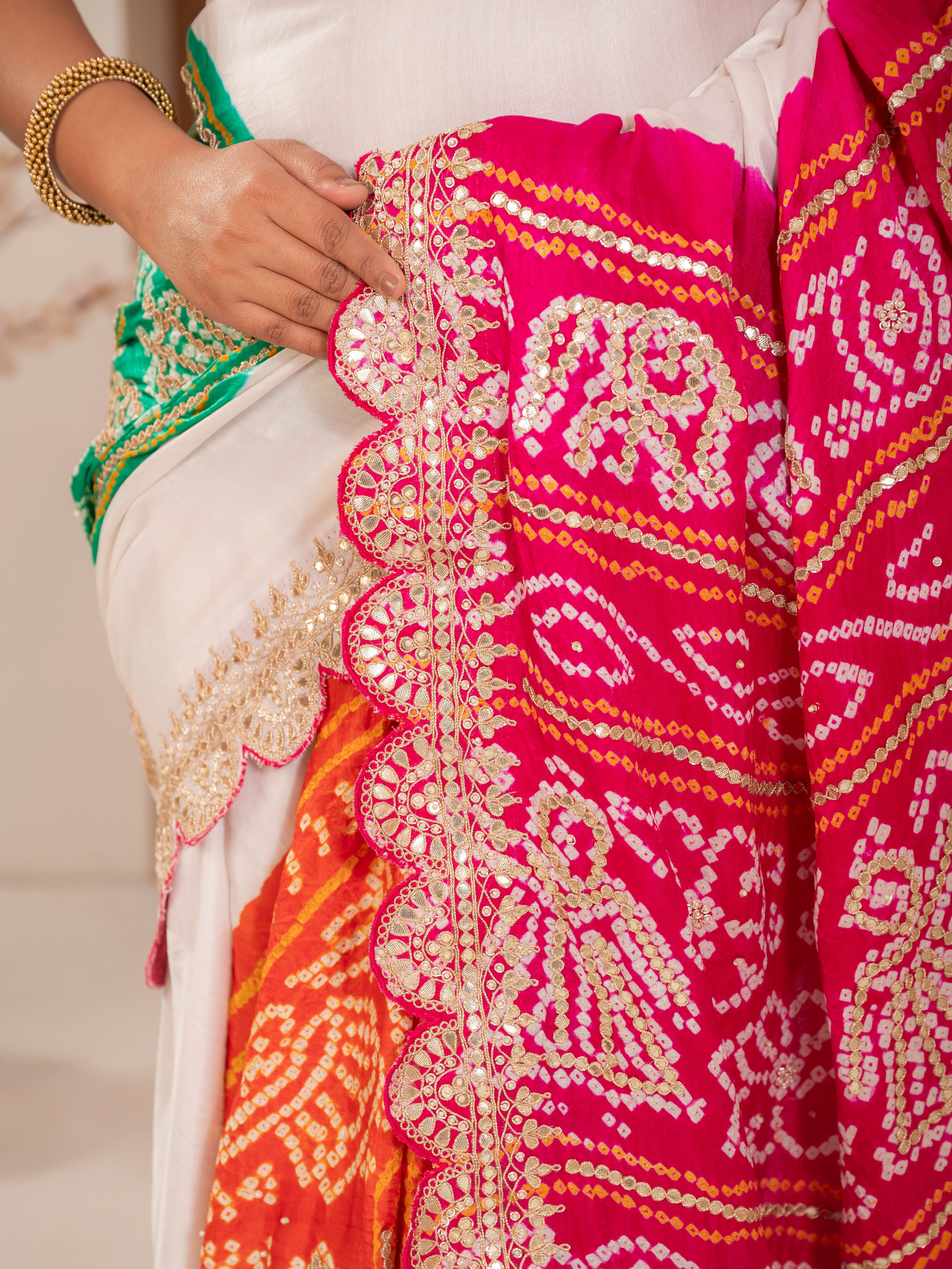 Hand embroidered Gajji Silk saree