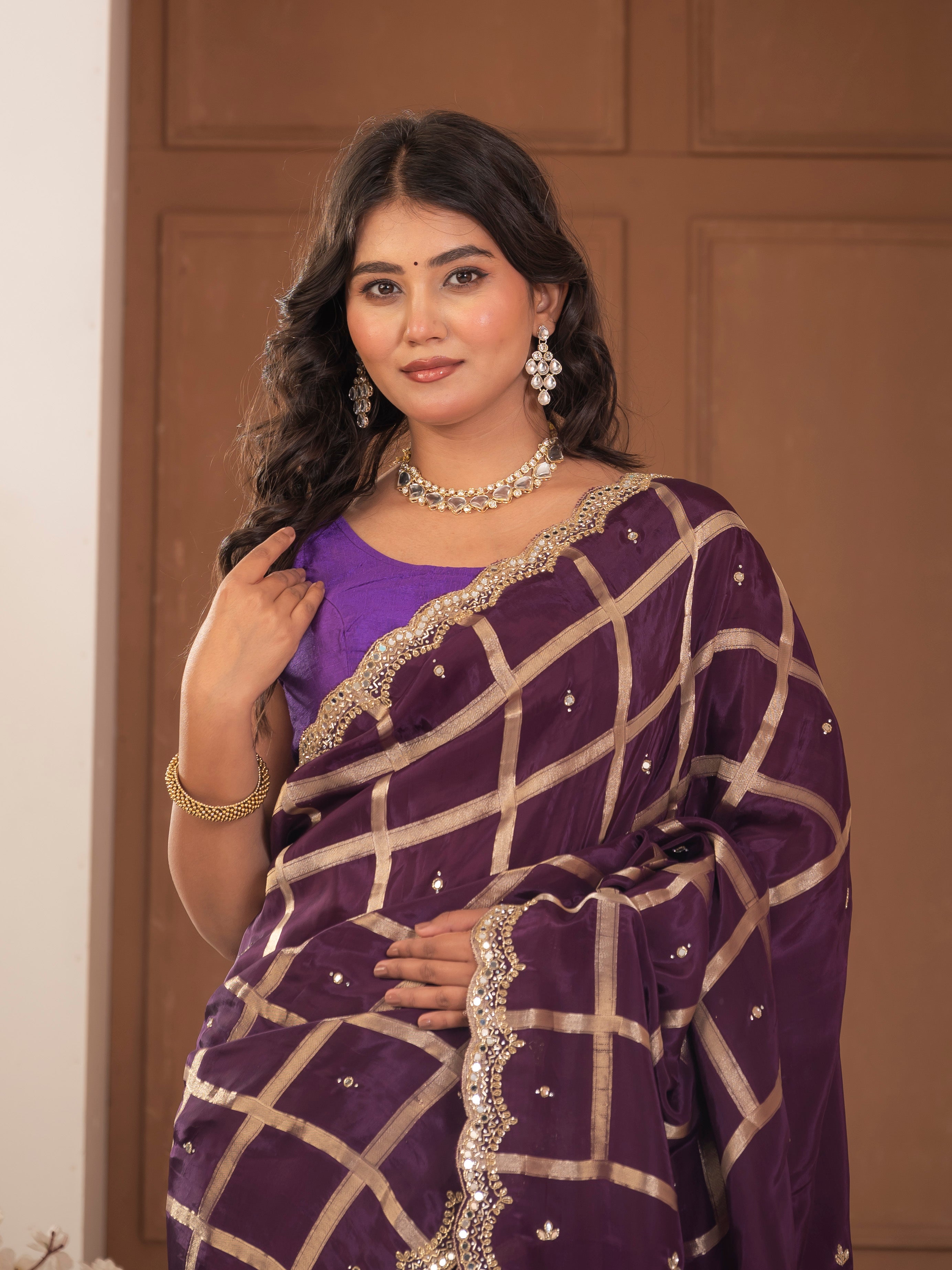 Gadhchola saree with kundan work