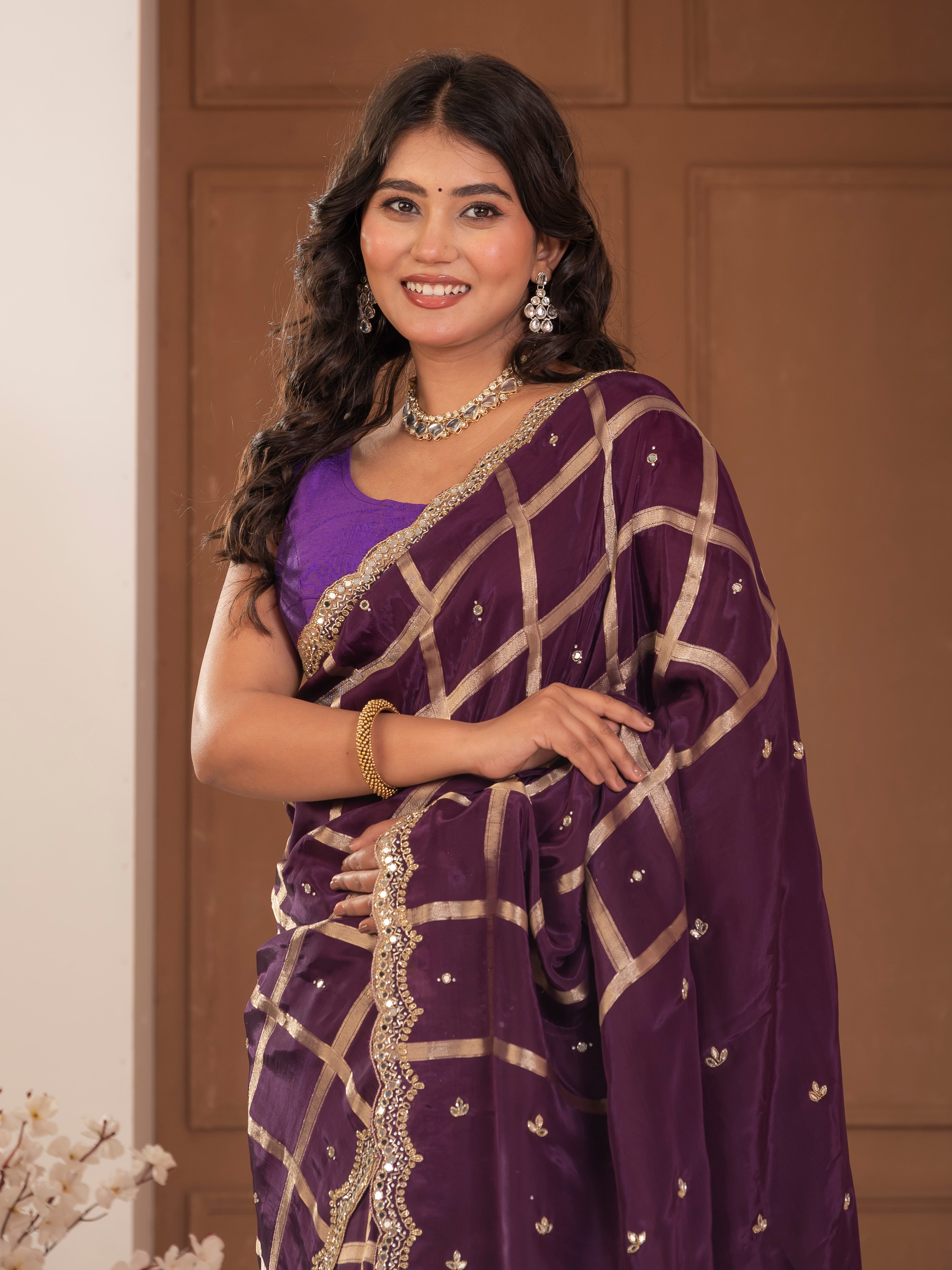 Gadhchola saree with kundan work