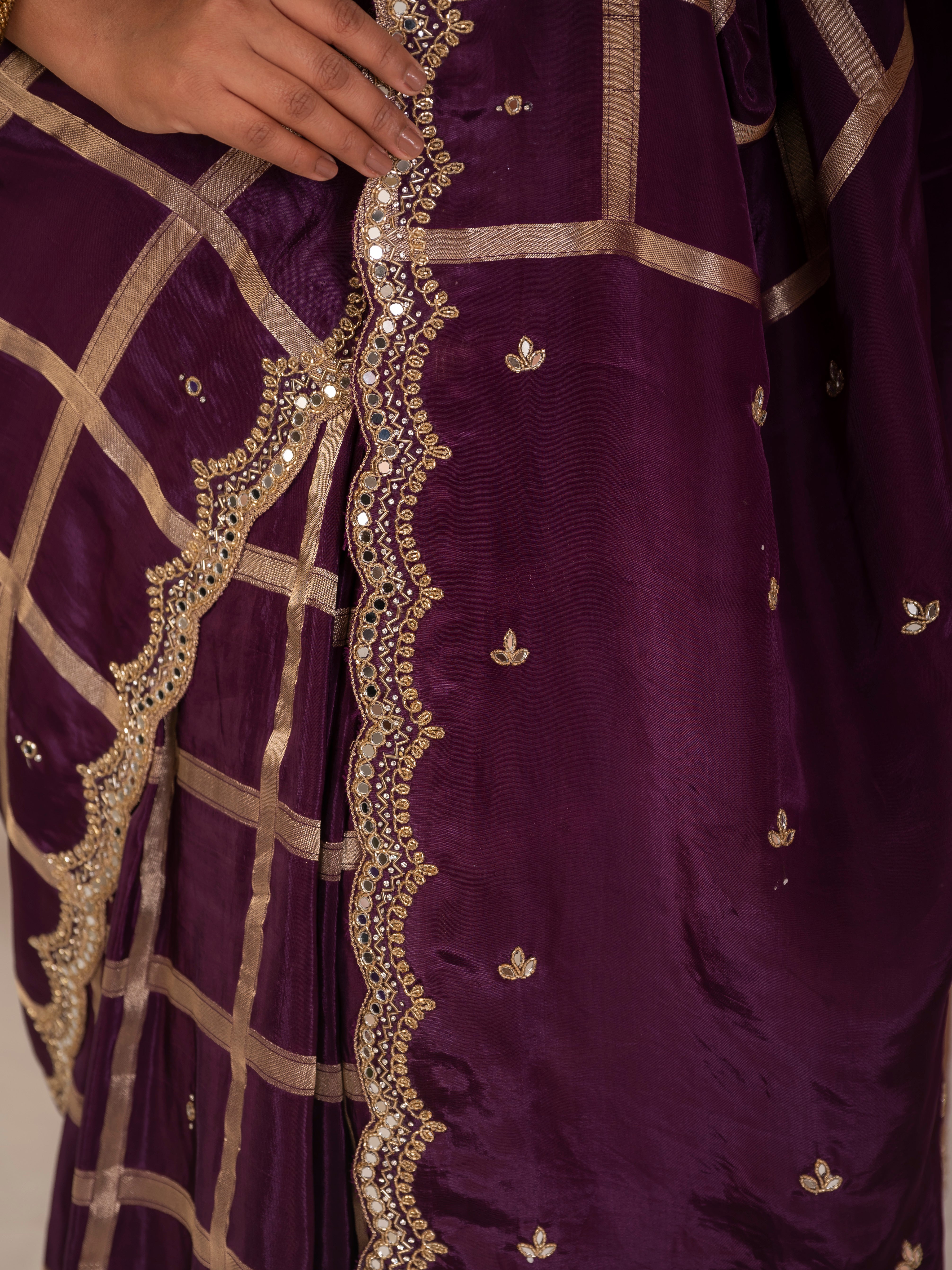 Gadhchola saree with kundan work