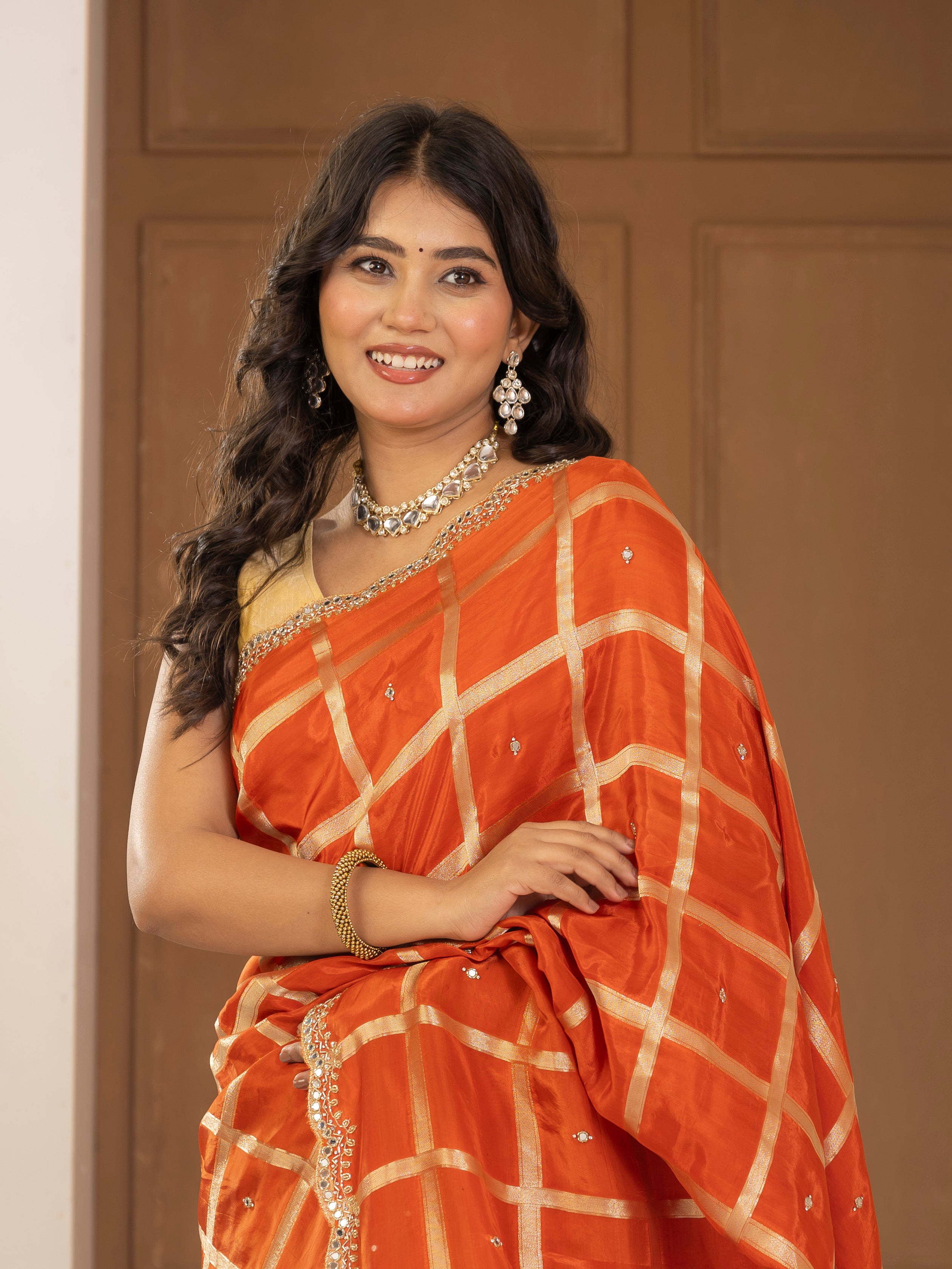 Gadhchola saree with kundan work