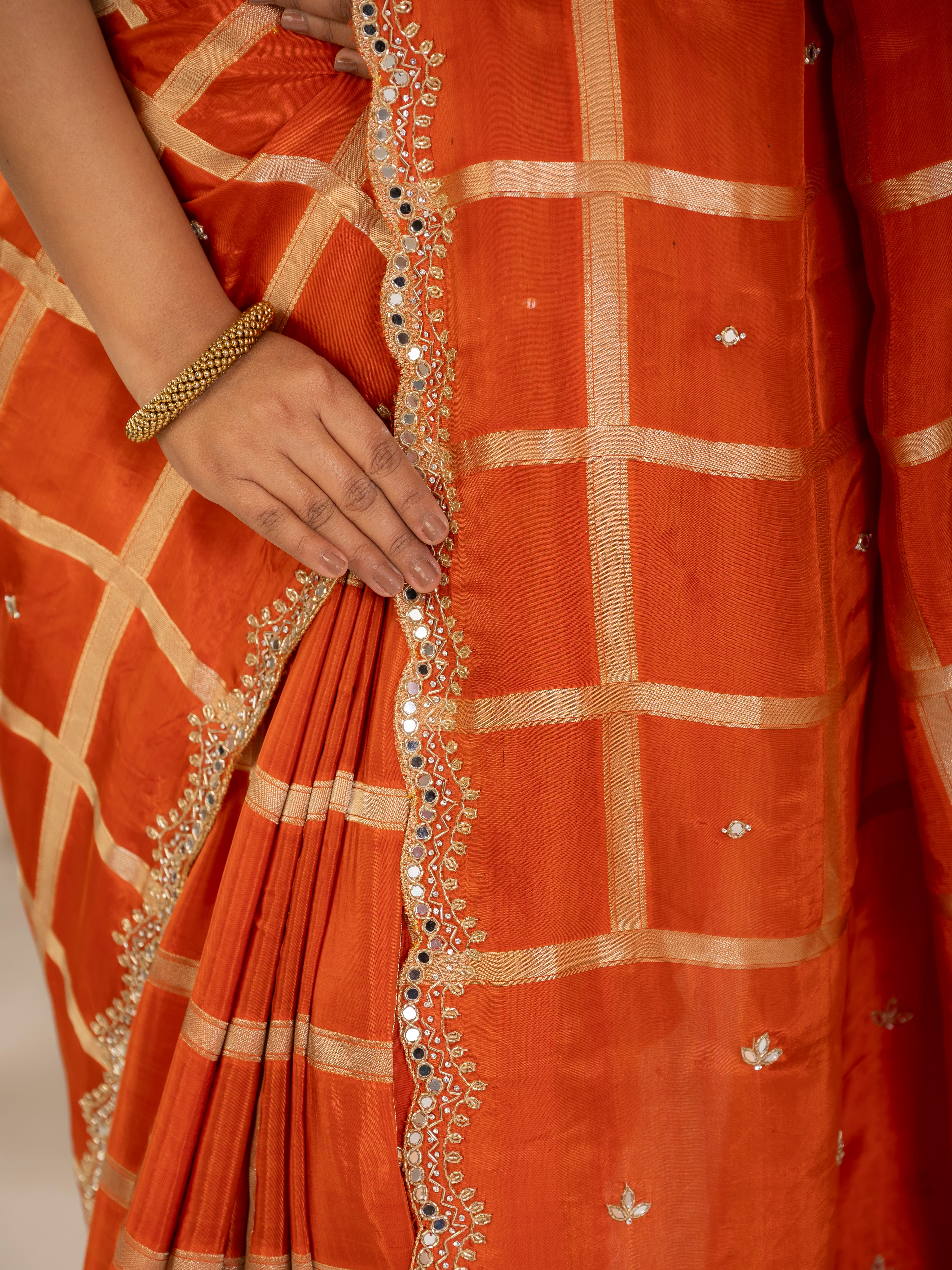 Gadhchola saree with kundan work