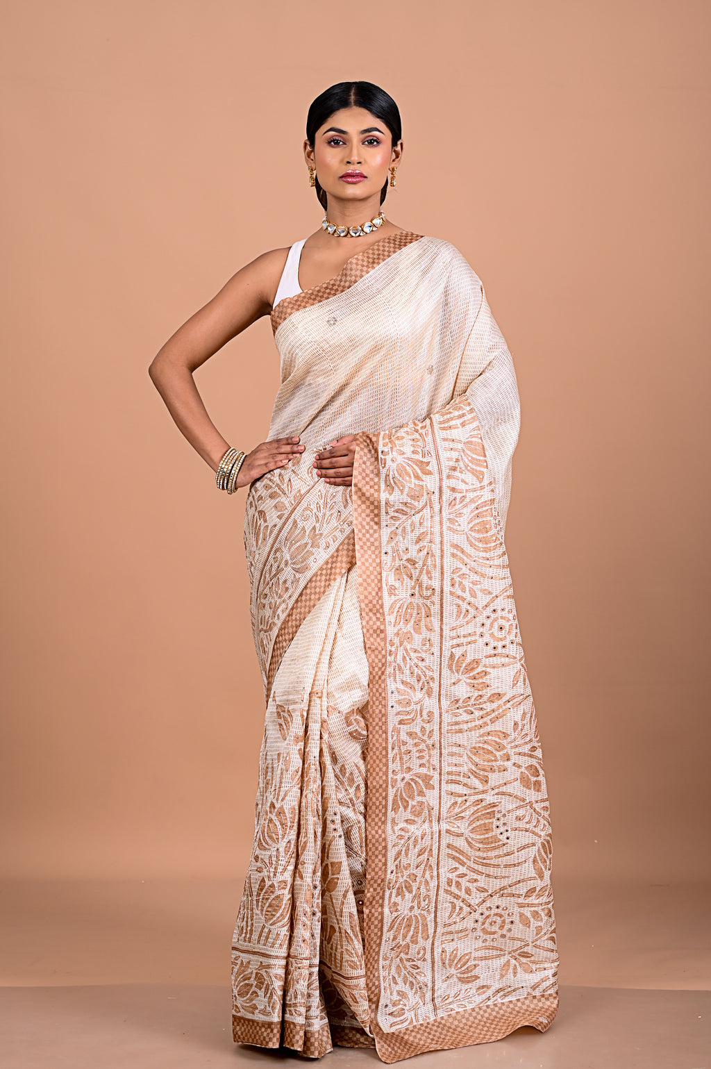 Tusser with Pitha work