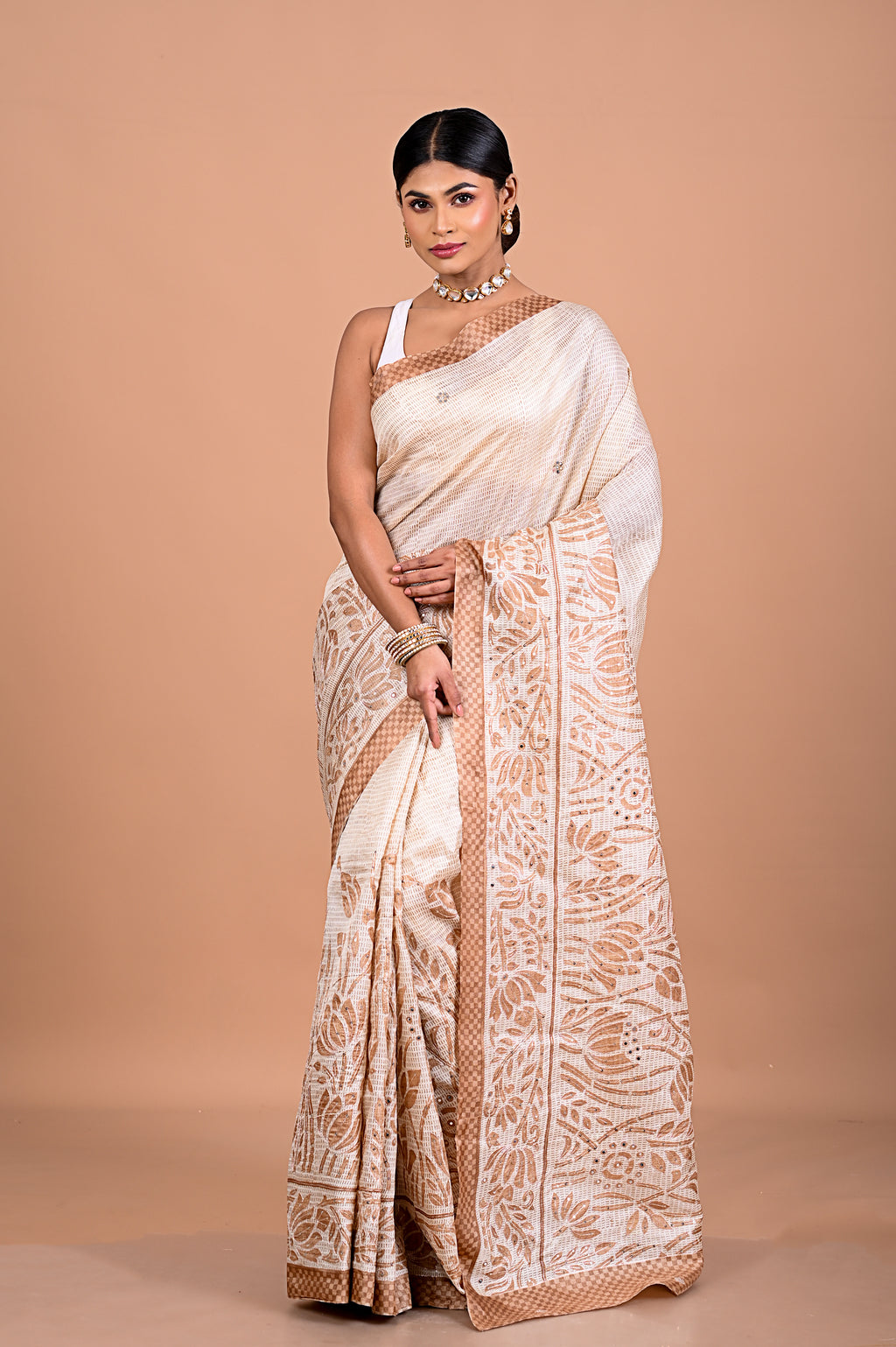 Tusser with Pitha work