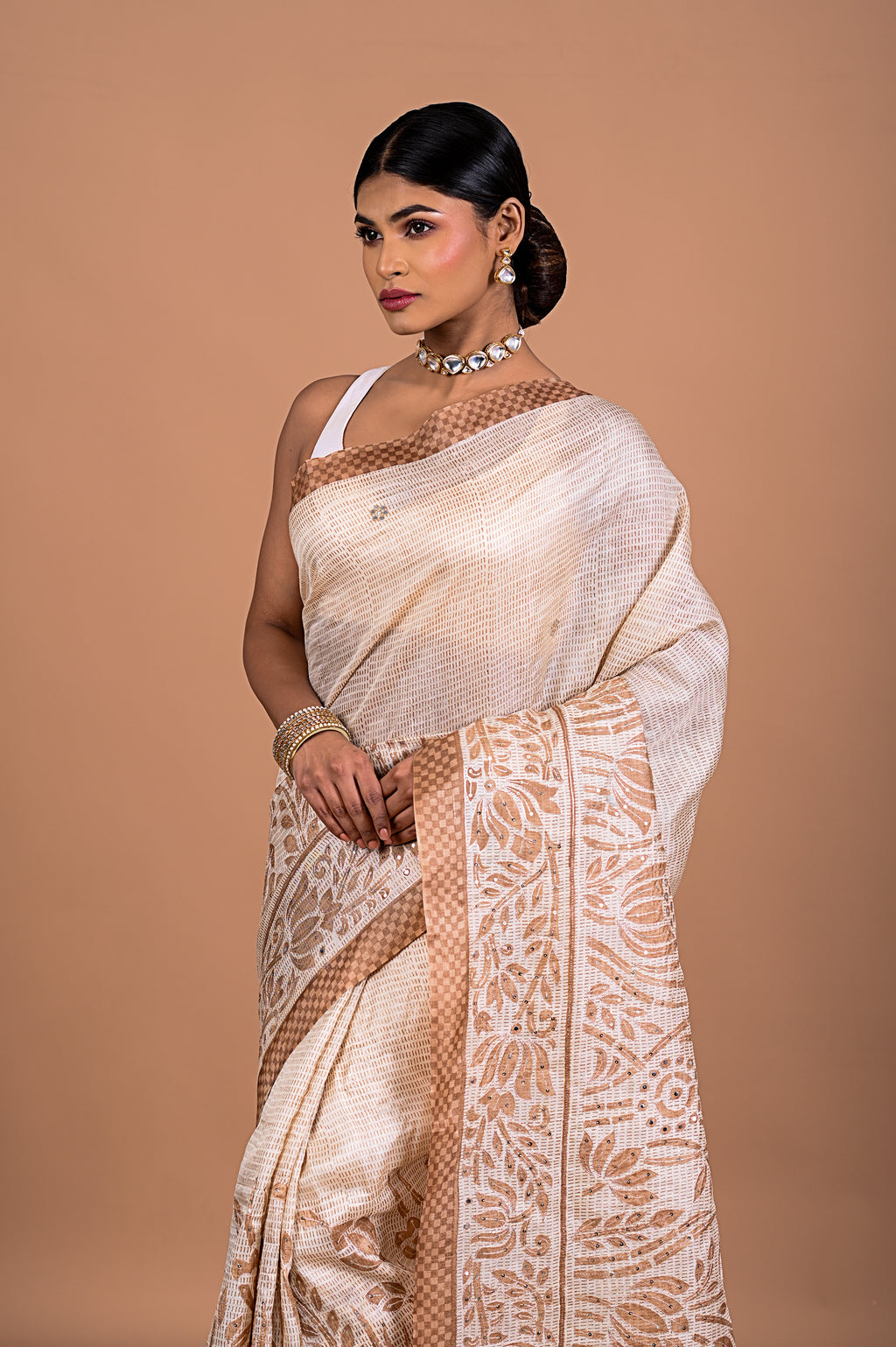 Tusser with Pitha work