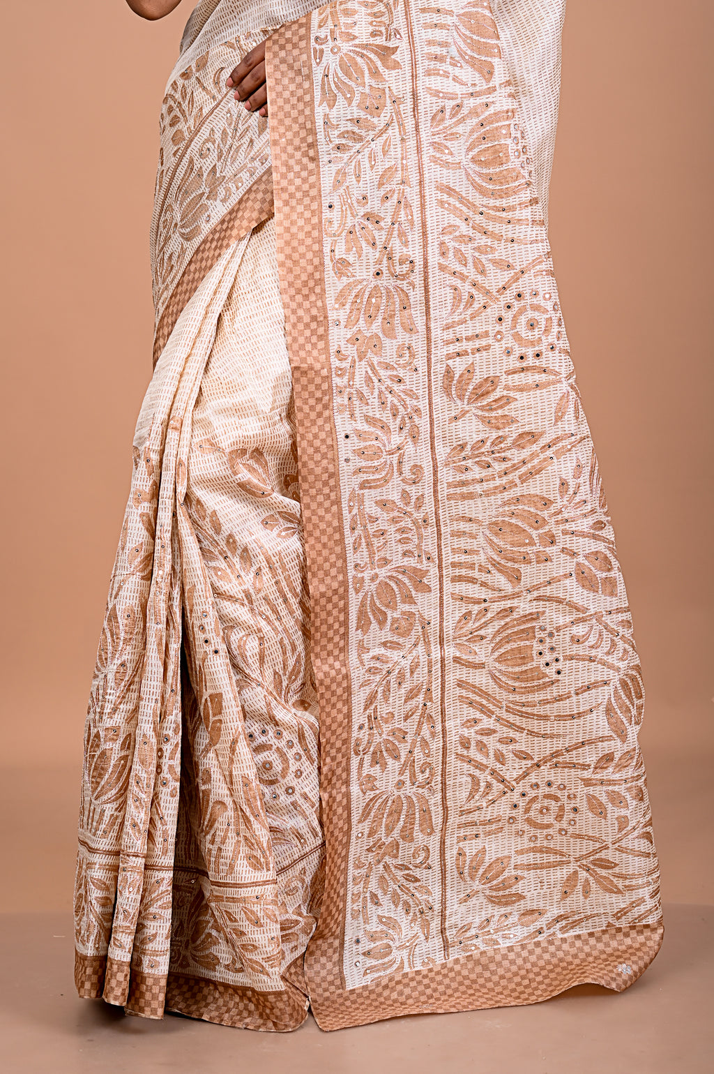 Tusser with Pitha work
