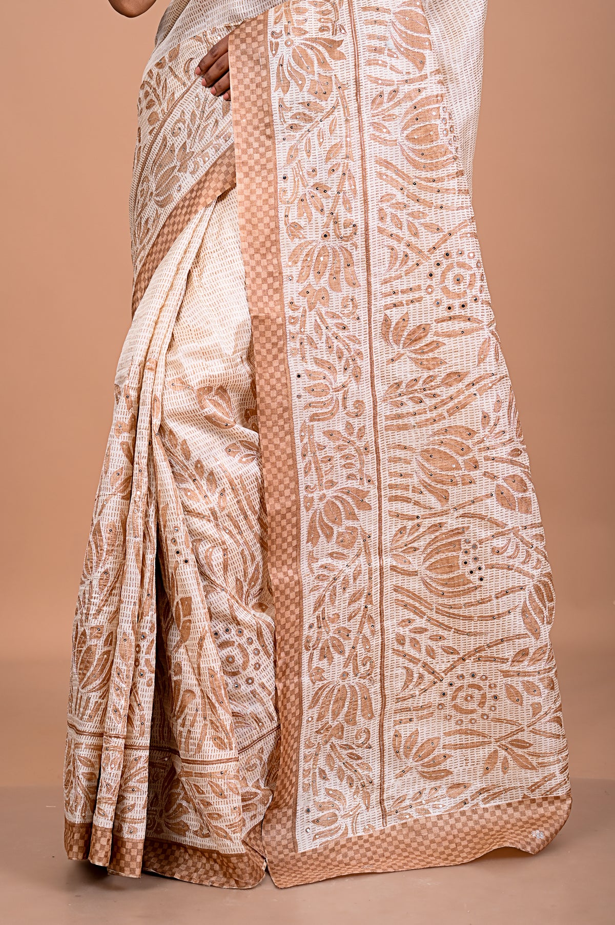 Tusser with Pitha work