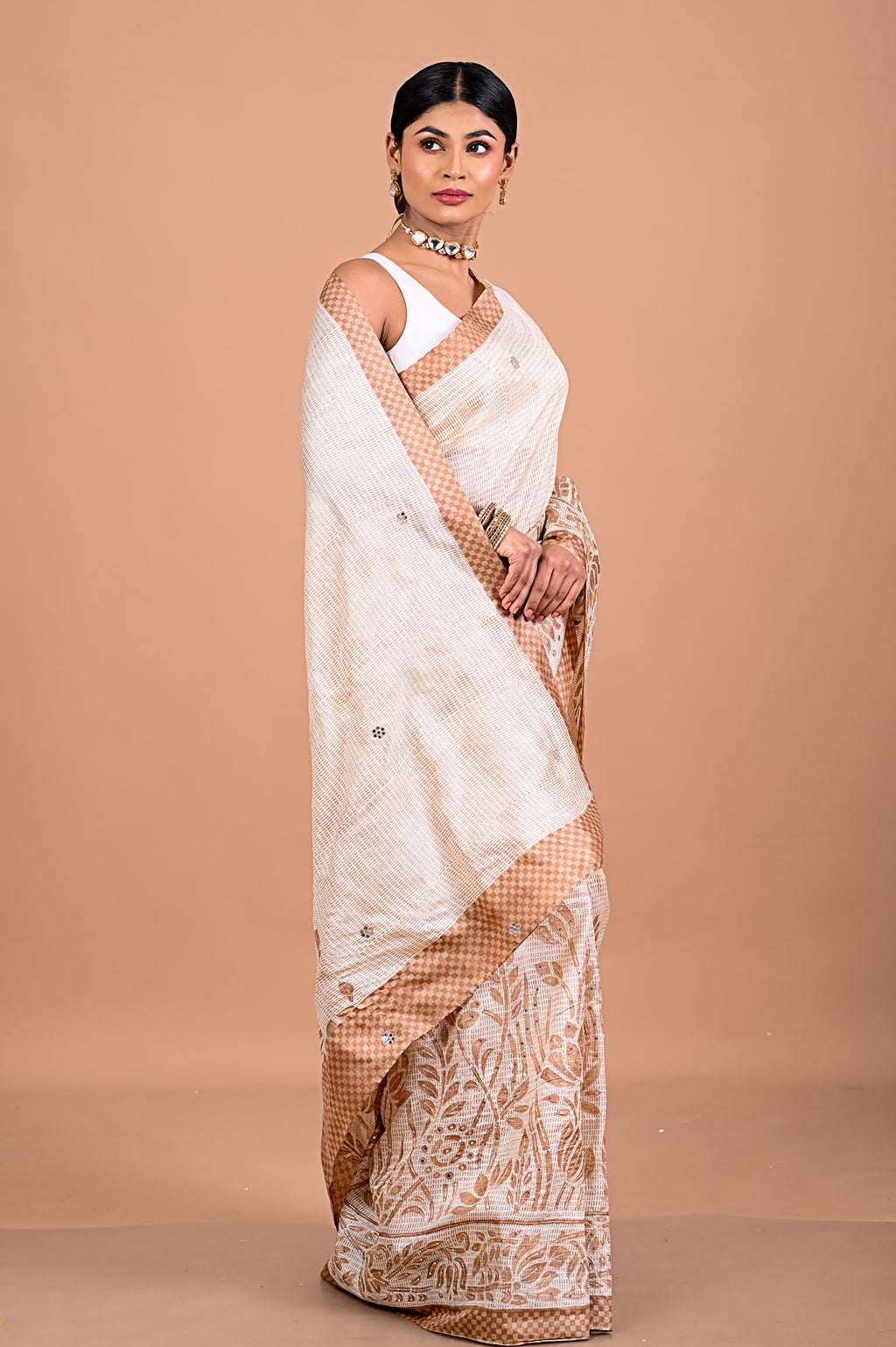 Tusser with Pitha work