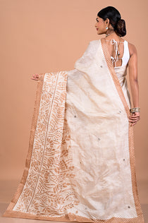 Tusser with Pitha work