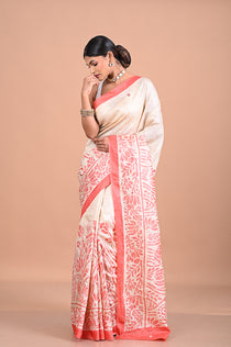 Tusser with Pitha work