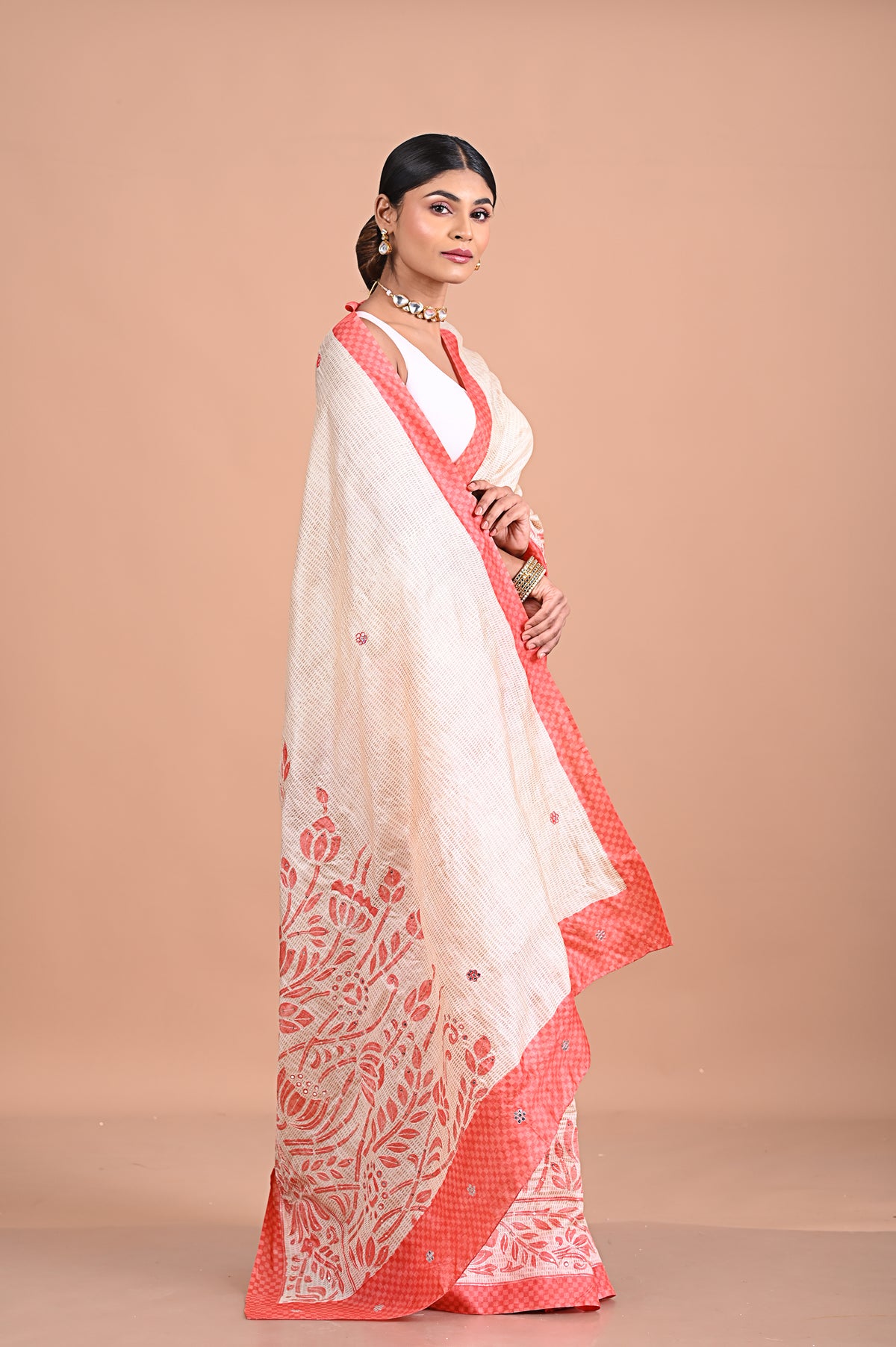 Tusser with Pitha work