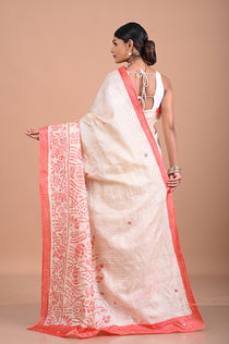 Tusser with Pitha work