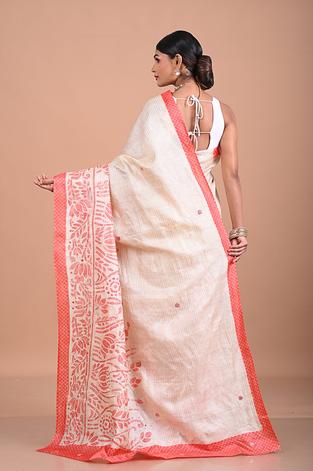 Tusser with Pitha work