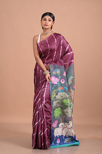 Tusser Leheriya with Pichwai in cutwork
