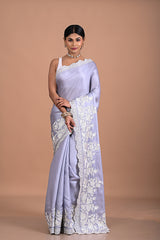 Satin Organza with Parsi gara style embroidery