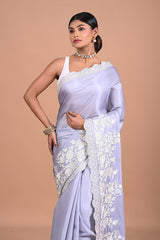 Satin Organza with Parsi gara style embroidery