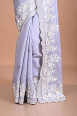 Satin Organza with Parsi gara style embroidery