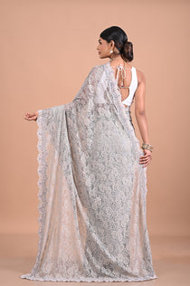 Chantily lace saree with Sequence work