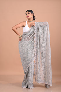 Chantily lace saree with Sequence work