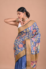 Tusser kalamkari with French knot and kantha work