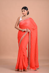 Georgette saree with Gold work border