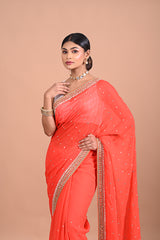 Georgette saree with Gold work border