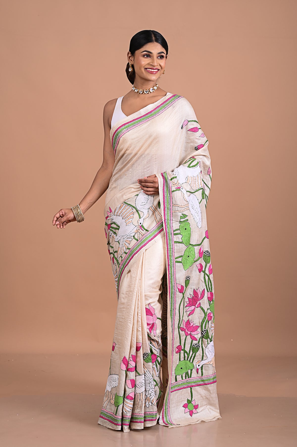 Tusser silk with Kantha embroidery