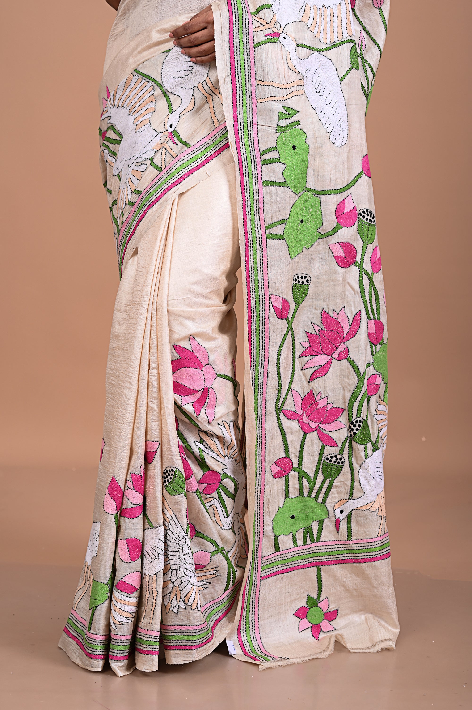 Tusser silk with Kantha embroidery