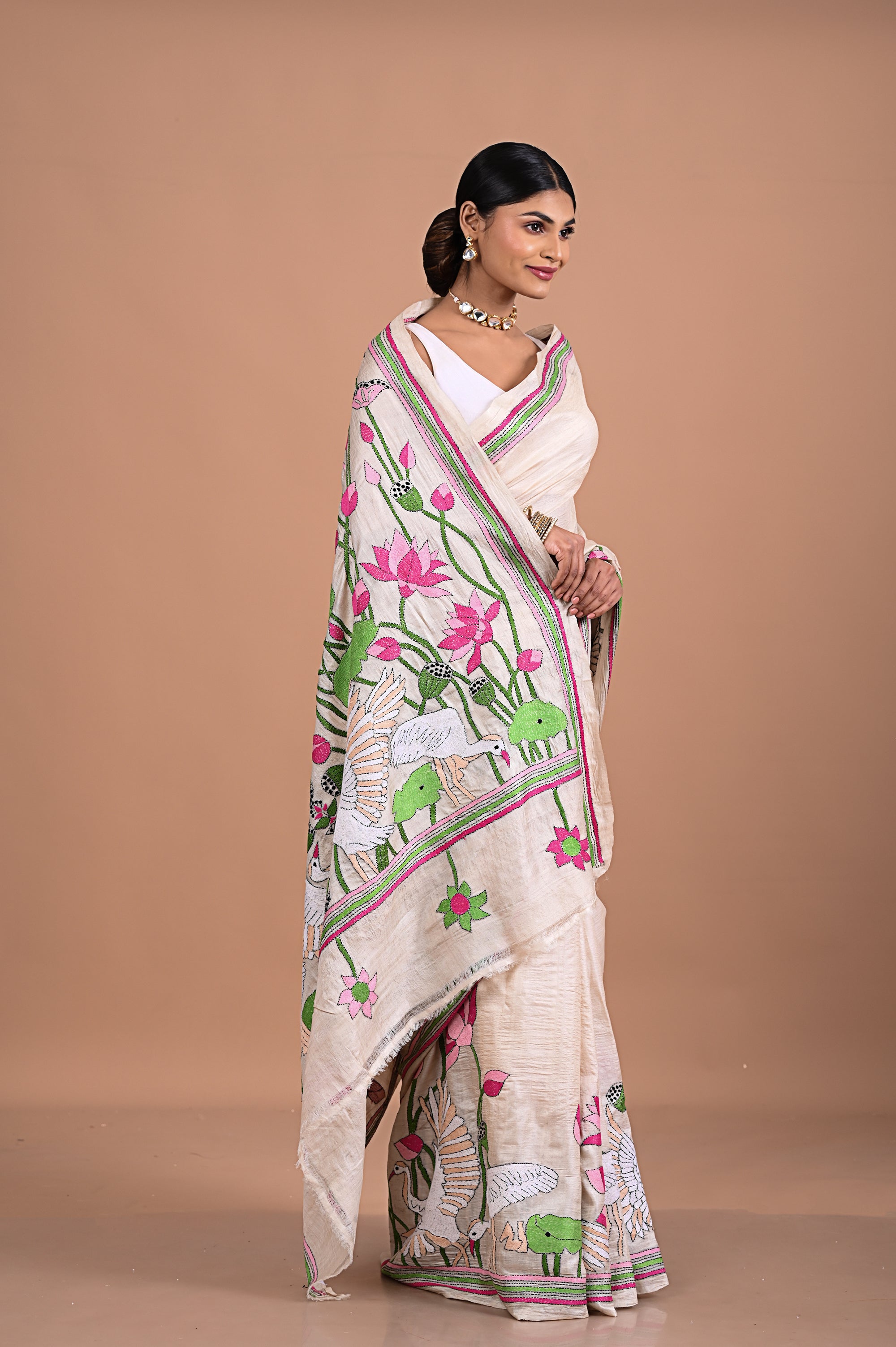 Tusser silk with Kantha embroidery